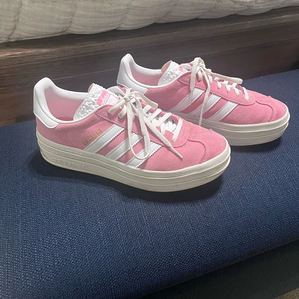 Adidas Pink and White gazelles